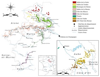 Carte du vignoble de Champagne • Vinee.io