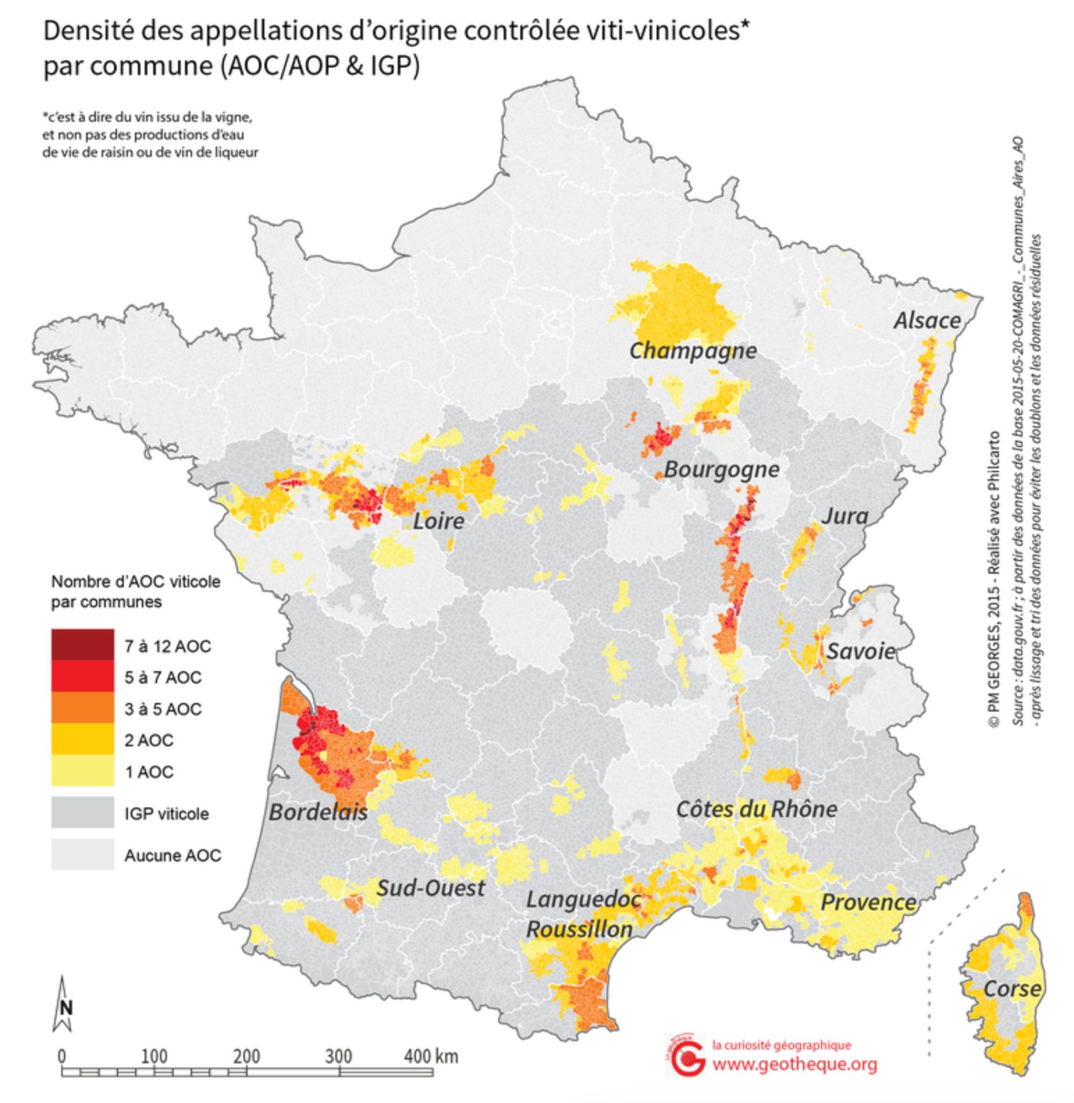 Carte des AOC/IGP Viticoles