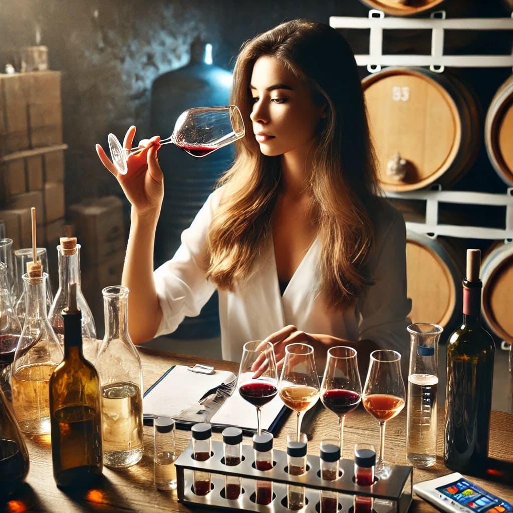 le métier d'oenologue en train d'assembler des vins, vinee.io